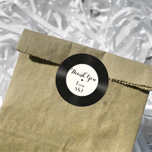 Sticker Rond Merci de musique Retro Faux Vinyl