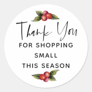 Sticker Rond Merci De Noël Pour Acheter Petites Entreprises