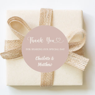 Sticker Rond Merci de partager notre mariage taupe ivoire