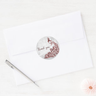 Sticker Rond Merci de Peacock rouge
