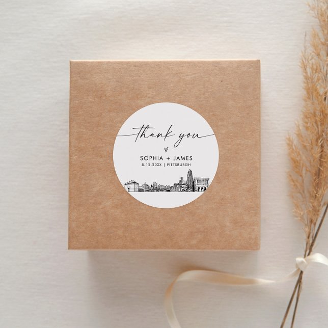 Sticker Rond Merci de Pittsburgh Favor 3" (feuille de 6) (Créateur téléchargé)
