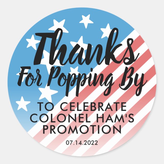 Sticker Rond Merci de Popcorn US Flag Military (Devant)