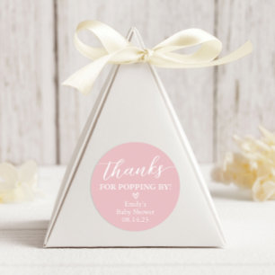 Sticker Rond Merci de Popping By Baby shower Popcorn