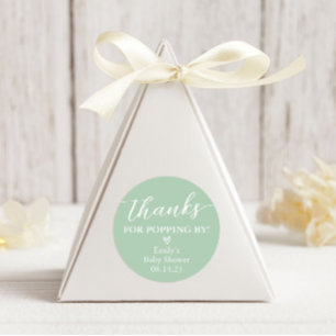 Sticker Rond Merci de Popping By Baby shower Popcorn