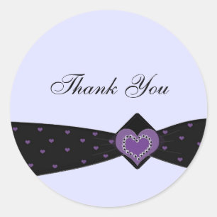 Sticker Rond Merci de ruban noir et violet