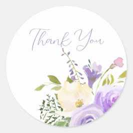 Sticker Rond Merci de sac à  à fleurs pourpres