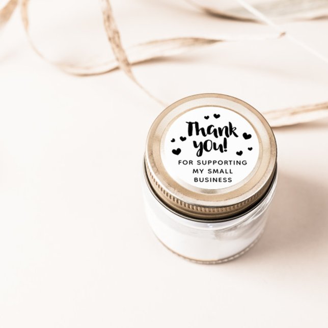 Sticker Rond Merci De Script Black Hearts Pour Le Soutien (Créateur téléchargé)