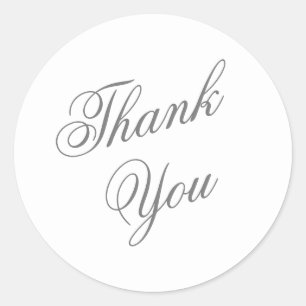 Sticker rond Merci de script gris classique