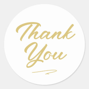Sticker Rond Merci de script manuscrit Faux Gold moderne