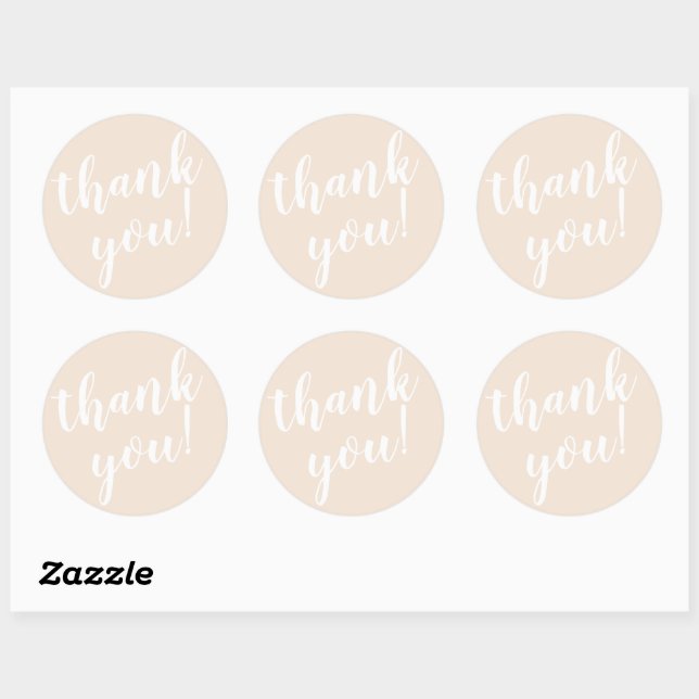 Sticker Rond Merci de script moderne Simple Blush (Feuille)