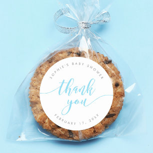 Sticker Rond Merci de script Pastel Blue Relax