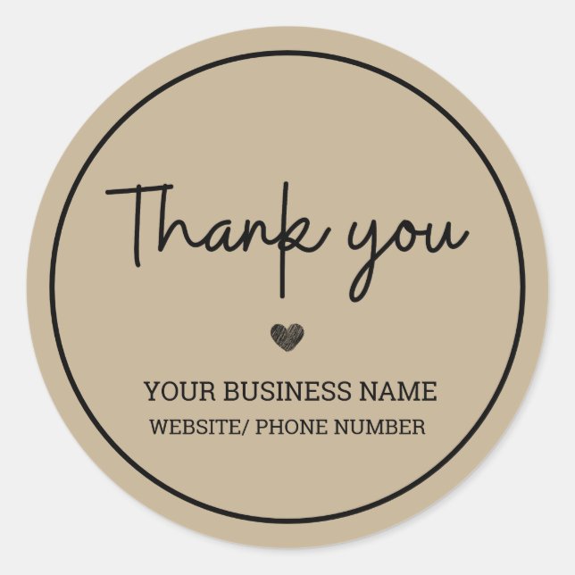 Sticker Rond Merci de soutenir notre petite entreprise (Devant)