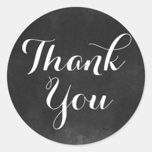 Sticker Rond Merci de tableau noir et blanc