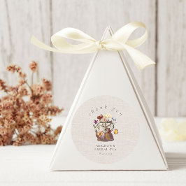 Sticker Rond Merci de Tea Party Fleur sauvage d'aquarelle