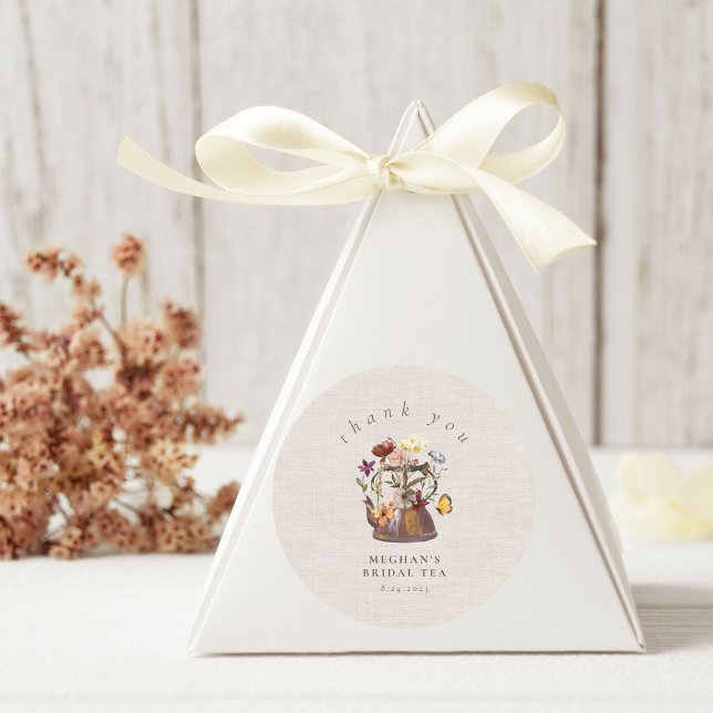 Sticker Rond Merci de Tea Party Fleur sauvage d'aquarelle (Créateur téléchargé)