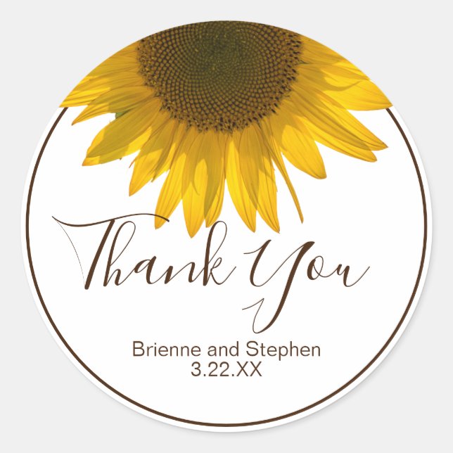 Sticker Rond Merci de tournesol Favor Cadeau (Devant)