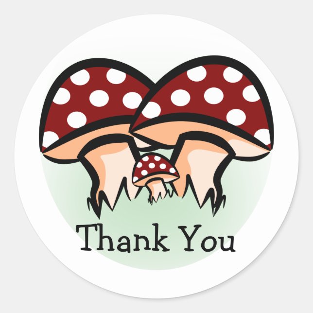 Sticker Rond Merci de trois champignons (Devant)