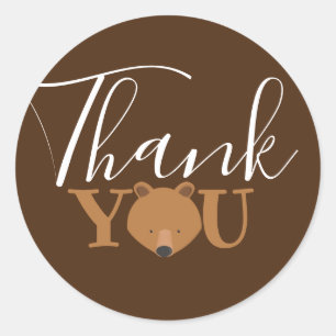 Sticker Rond Merci de visage mignon de l'ours