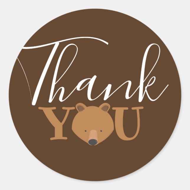Sticker Rond Merci de visage mignon de l'ours (Devant)
