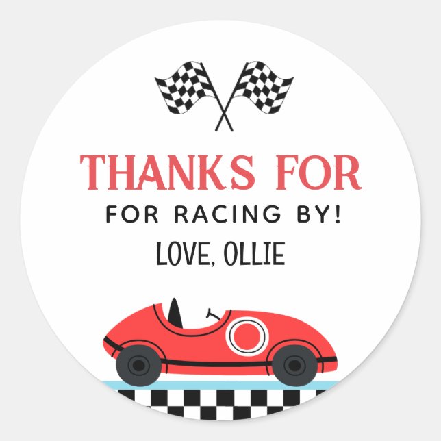 Sticker Rond Merci De Voiture Rouge Race Pour Racin By (Devant)