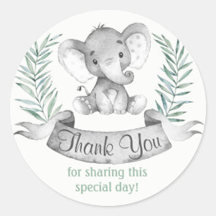 Sticker Rond Merci d'éléphant aquarelle
