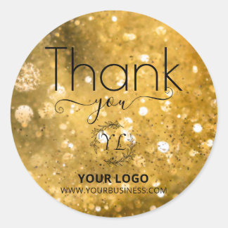Sticker Rond Merci d'entreprise - Parties scintillant or - Ajou