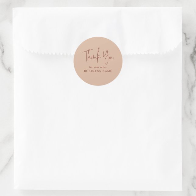 Sticker Rond Merci d'entreprise rose et terre cuite (Sac)