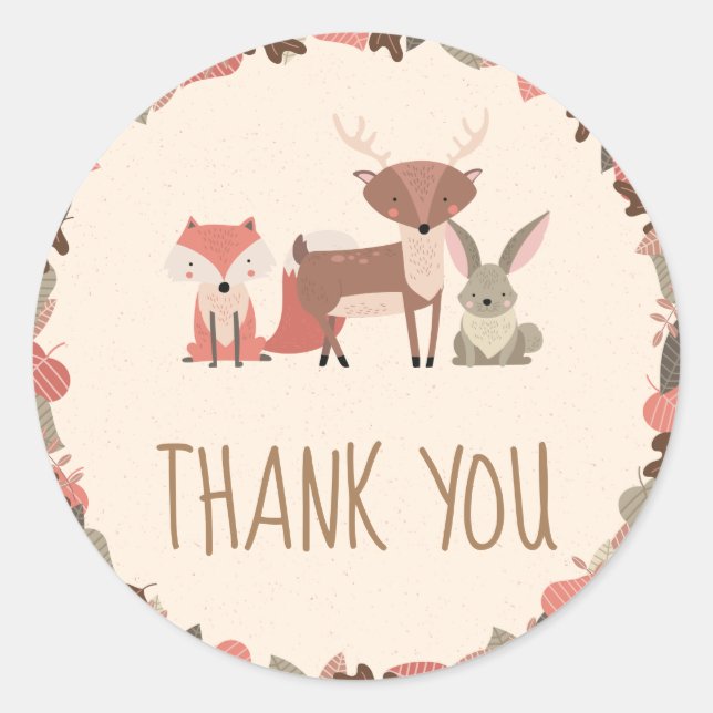 Sticker Rond Merci des animaux des bois (Devant)