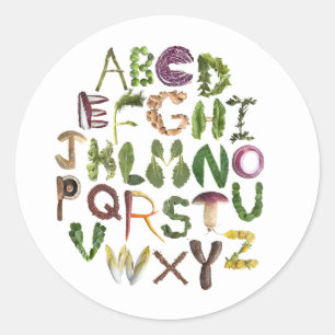 Sticker Rond Merci des enfants du marché agricole Alphabet