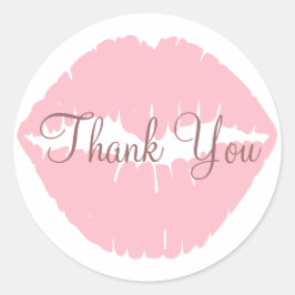 Sticker Rond Merci des lèvres roses