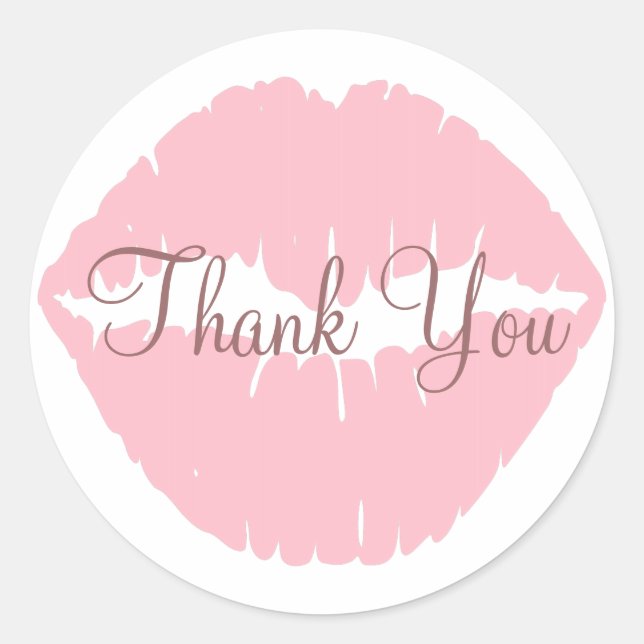 Sticker Rond Merci des lèvres roses (Devant)
