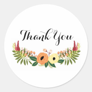 Sticker rond Merci - Design de courroie florale