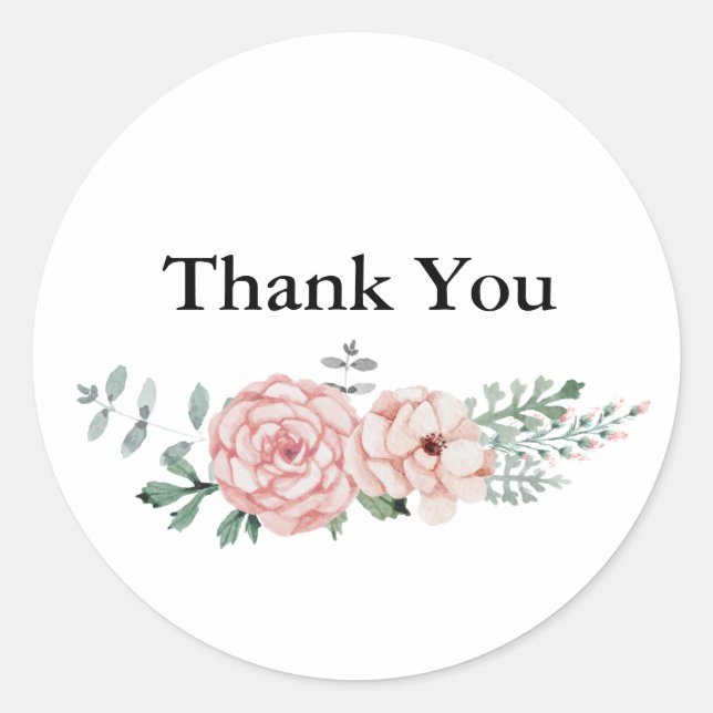 Sticker rond Merci - Design de courroie florale (Devant)