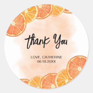 Sticker Rond Merci d'été de la tranche d'agrumes orange douce m