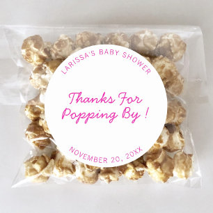 Sticker Rond Merci d'être passé Bébé Shower Faveur Popcorn