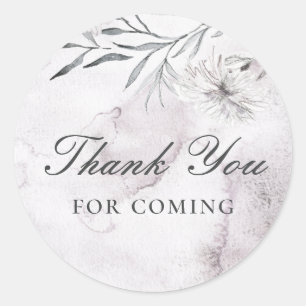 Sticker Rond Merci d'être venue. Baby shower aquarelle poussiér