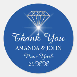 Sticker Rond Merci Diamond Nom Mariage Bridal Sweet16e