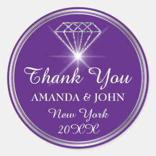Sticker Rond Merci Diamond Nom Mariage Bridal Sweet16e