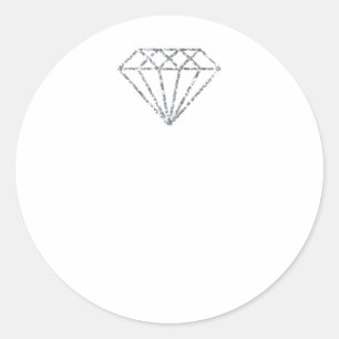 Sticker Rond Merci Diamond Nom Mariage Bridal Sweet16th White