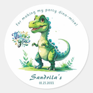 Sticker Rond Merci Dinosaure Aquarelle