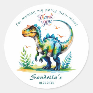 Sticker Rond Merci Dinosaure Aquarelle