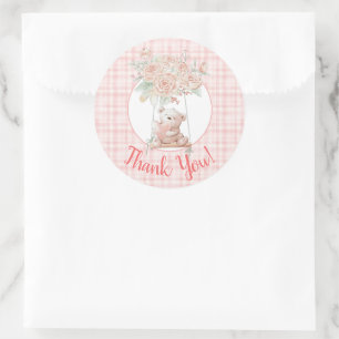 Sticker Rond Merci d'ours en peluche mignon