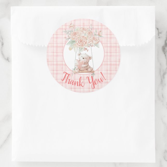 Sticker Rond Merci d'ours en peluche mignon (Sac)