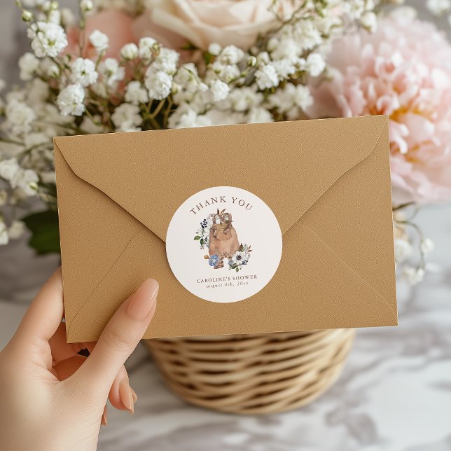 Sticker Rond Merci du Baby shower de la crèche de Boho neutre (Créateur téléchargé)