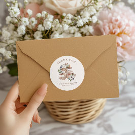 Sticker Rond Merci du Baby shower de la crèche de Boho neutre