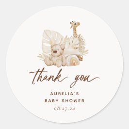 Sticker Rond Merci du Baby shower de la pouponnière Boho