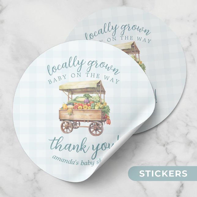 Sticker Rond Merci du Baby shower local à croissance neutre pou (Créateur téléchargé)
