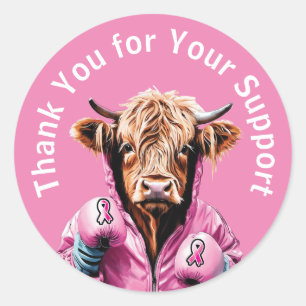 Sticker Rond Merci du cancer du sein Vache