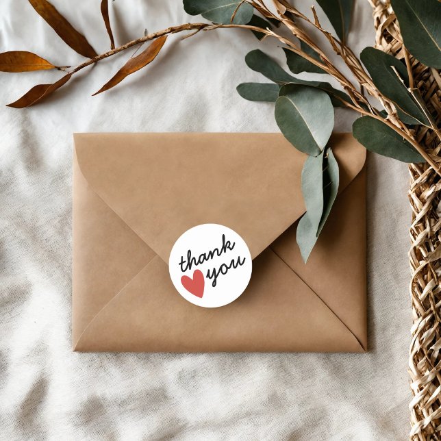 Sticker Rond Merci du coeur rouge (Créateur téléchargé)