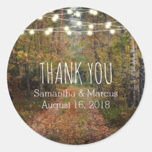 Sticker Rond Merci du Mariage de chemin forestier enchanté